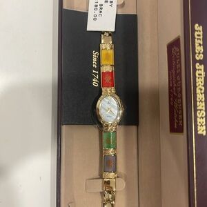 New Vintage Jules Jurgensen gold stainless steel with 4 large jade insets Watch